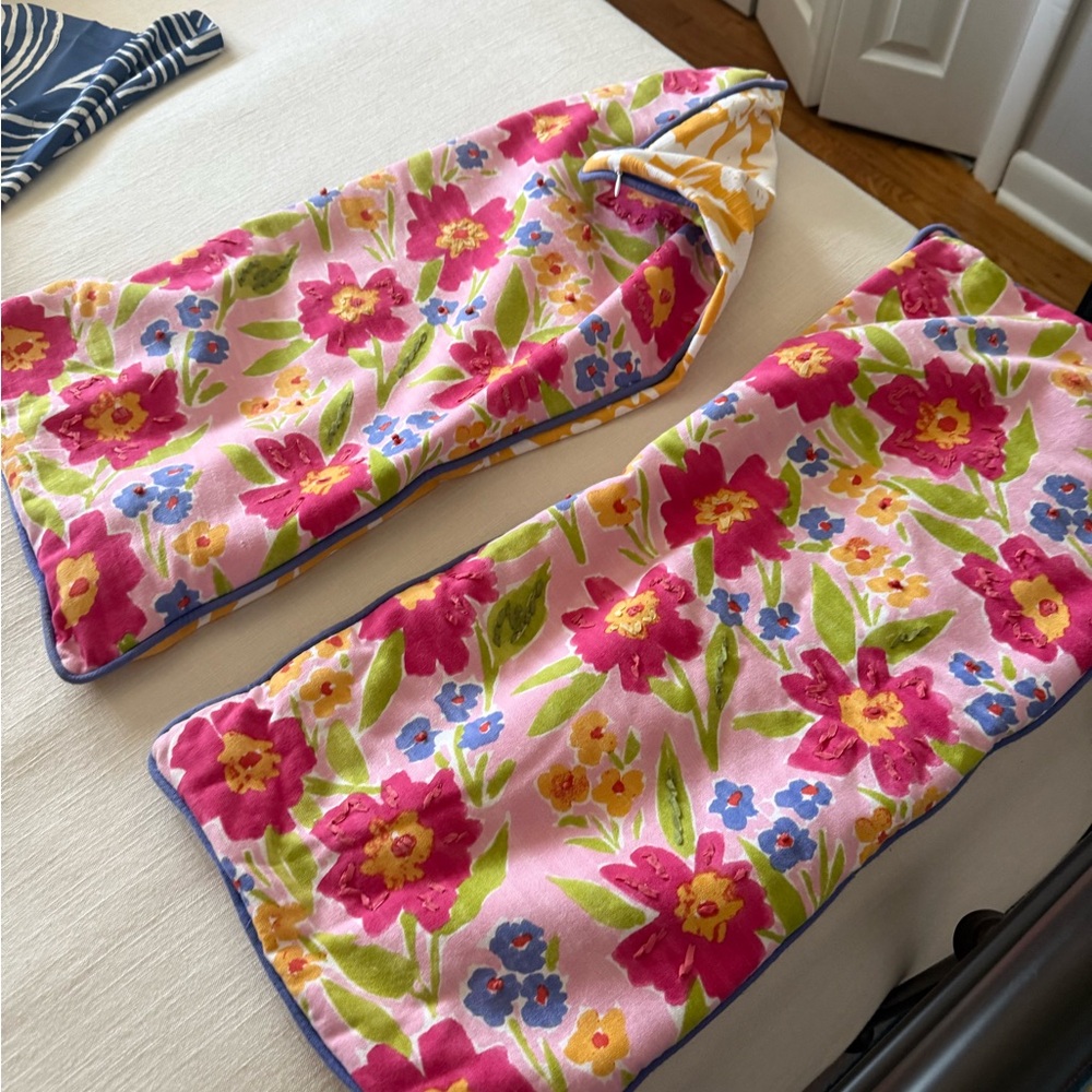 Anthropologie Floral Towels - Pink and Yellow